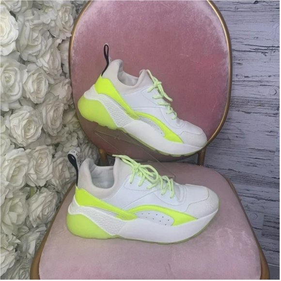 STELLA MCCARTNEY Eclypse Neon Yellow Neoprene Sneakers - Picture 1 of 6